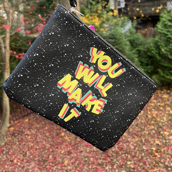 New Betsey Johnson Zippered YOU WILL MAKE IT Wristlet Pouch - Picture 2 of 13